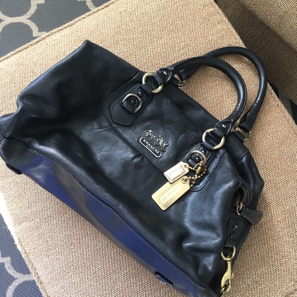 Black leather Coach bag